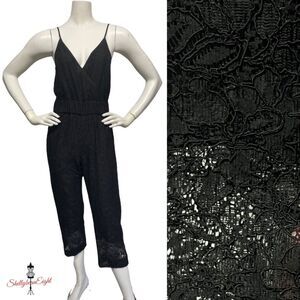 LARKIN HUGHES NYC Black Lace Amagansett Jumpsuit Cami Pants GNO XS 0 2 NEW NWT